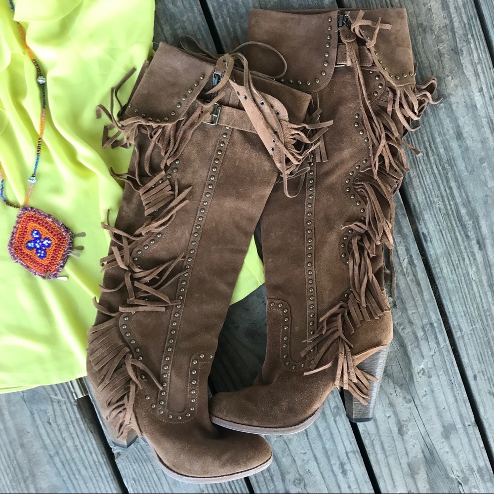 ❗️❗️SUEDE FRINGE KNEE HIGH BOOTS 6